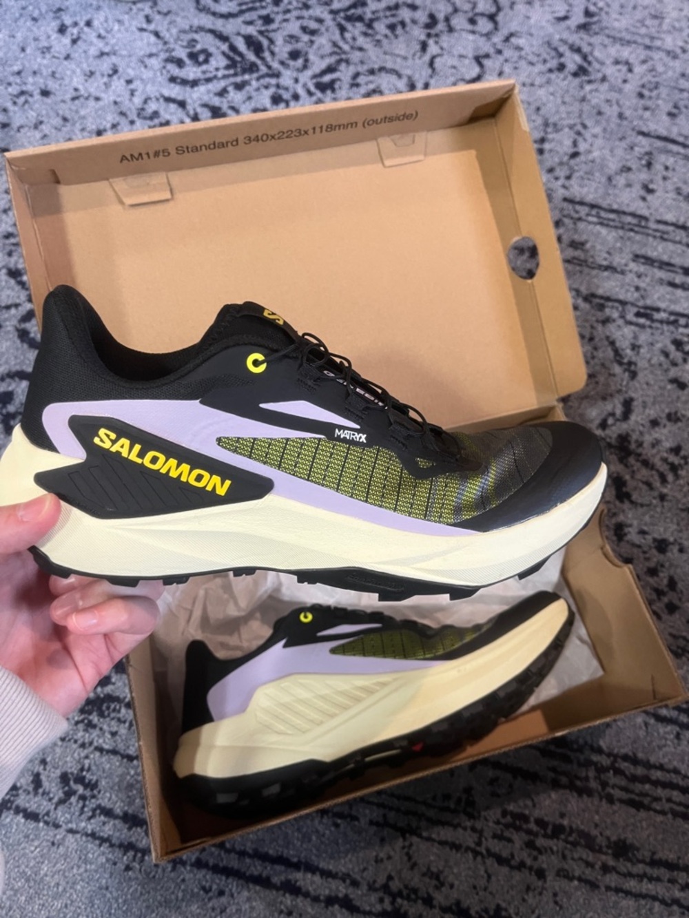Salomon Women's Geniuses Black, Yellow & Lavender Trail Sneakers size 10 IN BOX!